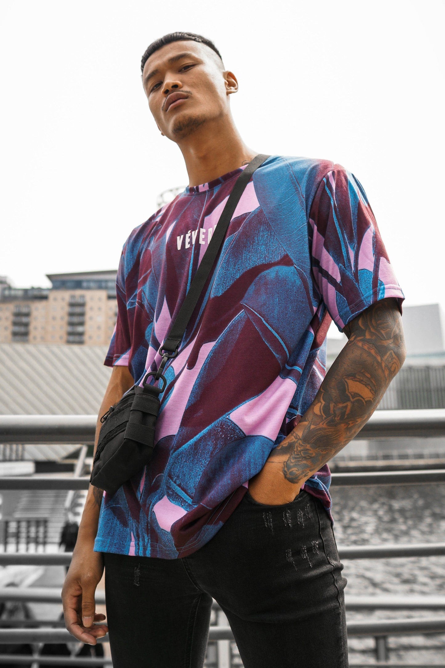 Dark Tropical Oversized Tee font 2- Vevere